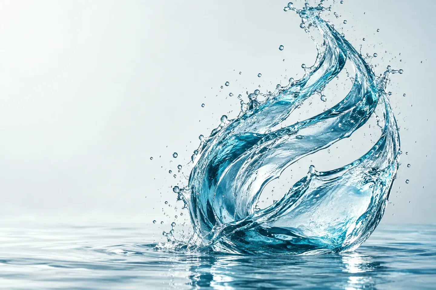 Una corriente de agua en forma de gota sobre una superficie serena
